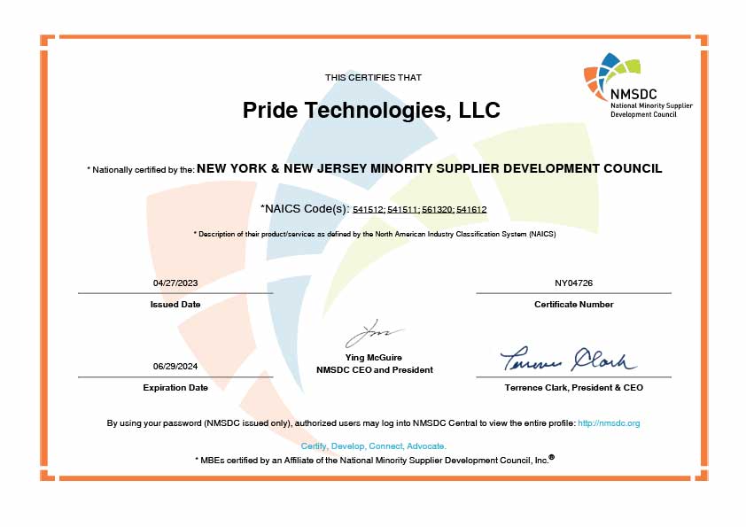 Pride technologies LLC certificate